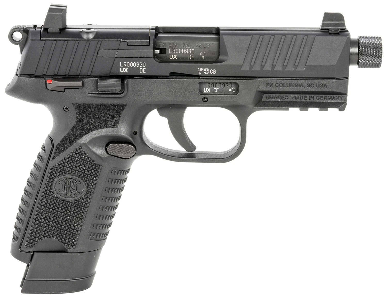 FN 66101010 502 Tactical 22 LR 10+1 15+1 4.60" Black Steel Threaded Barrel, Black Optic Ready/Serrated Slide & Polymer Frame w/Picatinny Rail, Black Textured Polymer Grip, Ambidextrous