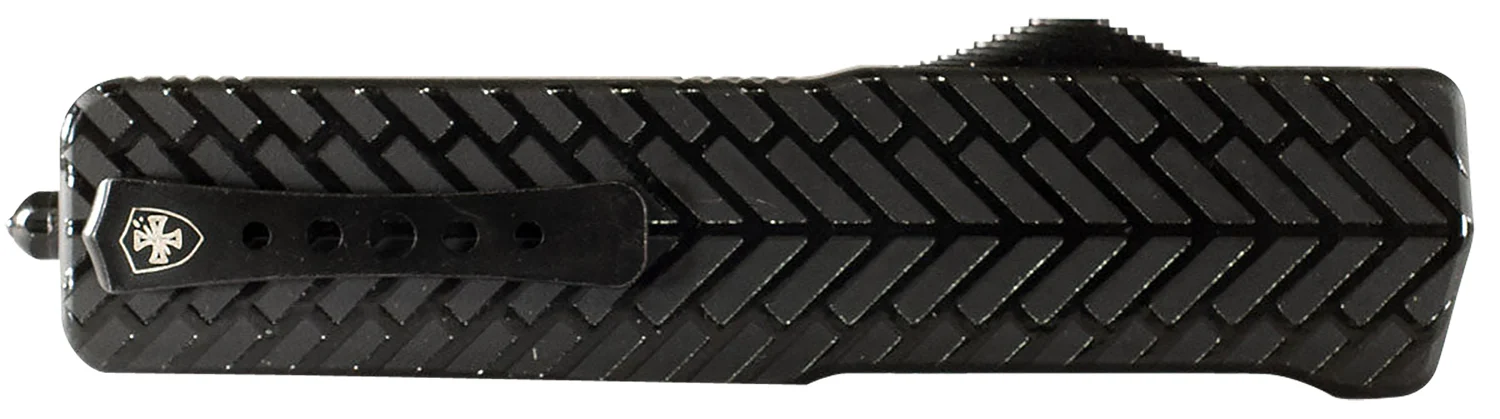 Templar Knife SAHBG32 Premium LW Small 3" OTF Drop Point Plain Black Oxide Stonewashed D2 Steel Blade, 4.50" Black Herringbone Aluminum Handle