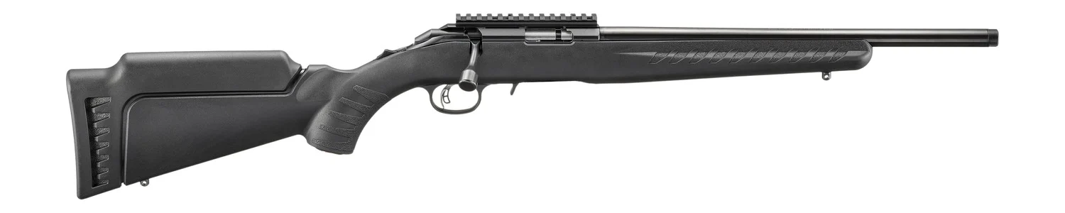 Ruger American 22 WMR 9+1 16.10" Satin Blued Threaded Barrel, Satin Blued Alloy Steel Receiver w/Picatinny Rail, Black Adj LOP Synthetic Stock