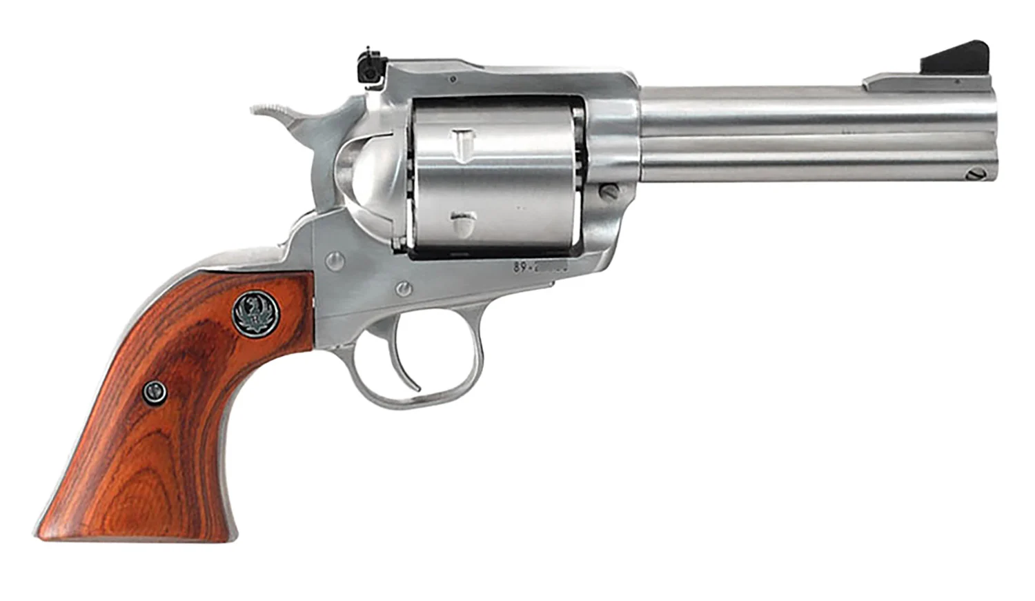 Ruger 0814 Super Blackhawk Large Frame 44 Rem Mag/44 Special 6rd 4.63" Satin Stainless Steel Barrel, Cylinder & Frame, Hardwood Grip, Transfer Bar Safety, Exposed Hammer