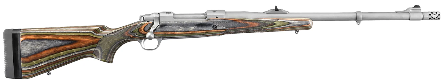 Ruger 47117 Hawkeye Guide Gun 338 Win Mag 3+1 20" Matte Stainless Threaded Barrel, Matte Stainless Steel Receiver w/Integral Scope Mount, Green Mountain Adj LOP Laminate Stock, Right Hand