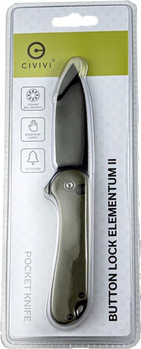 CIVIVI KNIFE ELEMENTUM II 2.96 - " OD GREEN G10/BLK CLAM PACK - Image 3